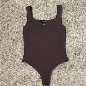 Brown Square Neck Bodysuit